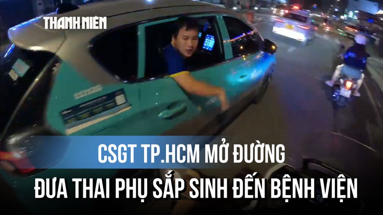 CSGT TP.HCM mở đường đưa thai phụ sắp sinh đến bệnh viện