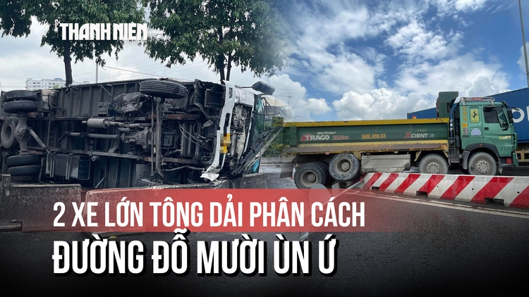 Tai nạn liên tiếp giữa mưa lớn, đường Đỗ Mười ùn ứ kéo dài