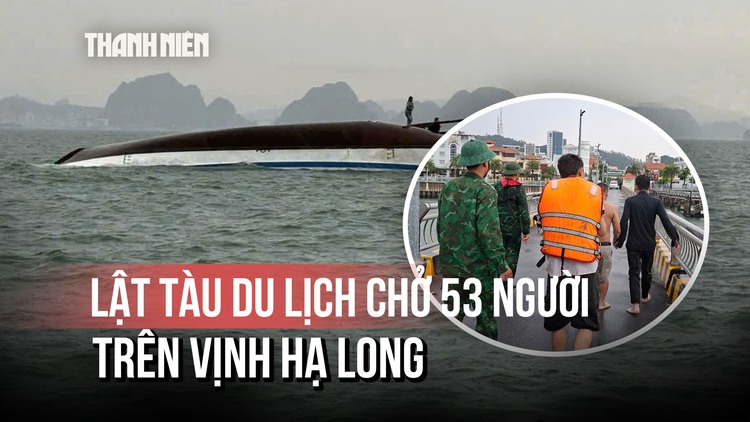 Cận cảnh tiếp cận tàu du lịch chở hàng chục người người lật trên vịnh Hạ Long