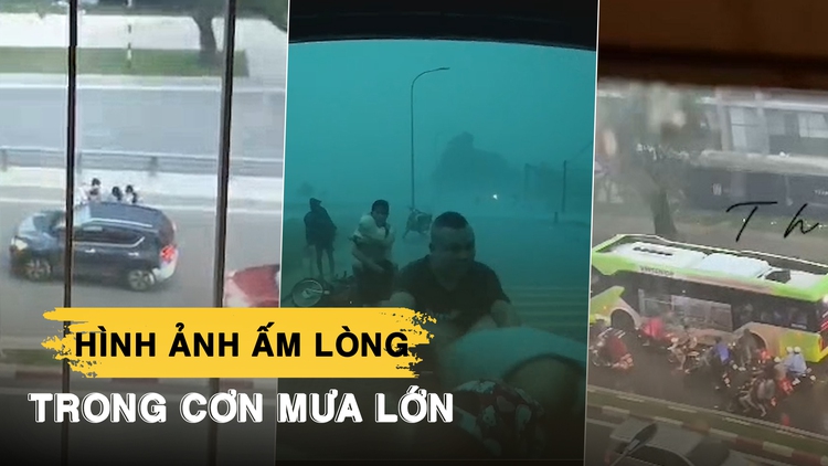 Chắn gió mạnh cho xe máy: Hành động ấm áp của tài xế ô tô, xe buýt trong mưa lớn