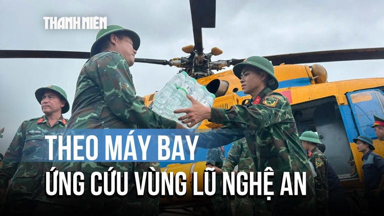 Toàn cảnh vùng lũ Nghệ An tan hoang nhìn từ trực thăng