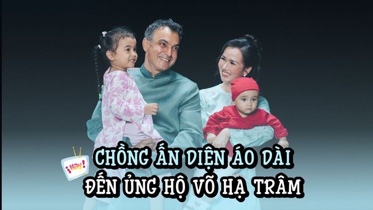 Chồng Ấn diện áo dài đến ủng hộ Võ Hạ Trâm ra mắt MV 'Nguyện là người Việt Nam'