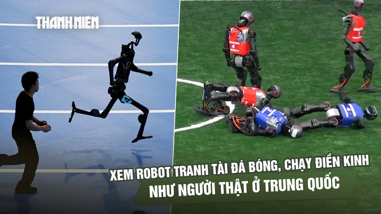 Xem robot tranh tài đá bóng, chạy điền kinh như người thật ở Trung Quốc