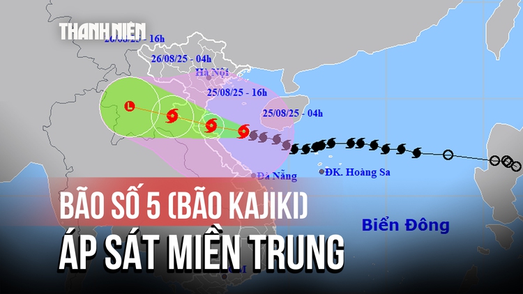 Bão số 5 (bão Kajiki) tiếp tục giữ cấp, áp sát miền Trung