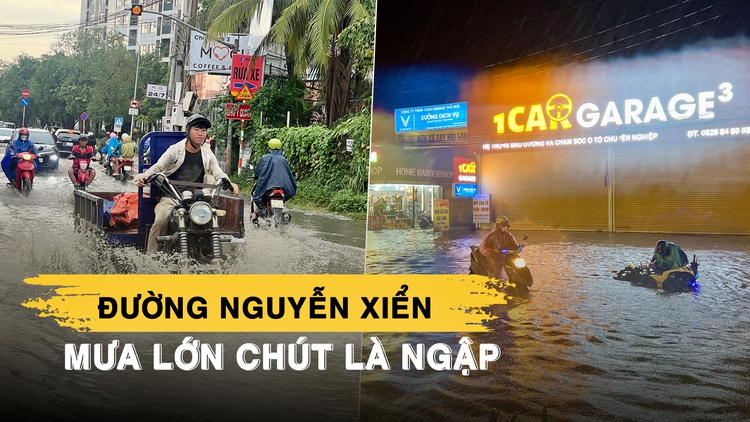 Đường Nguyễn Xiển mưa lớn chút là ngập: Tiểu thương ngán ngẩm, khách nước ngoài bối rối 