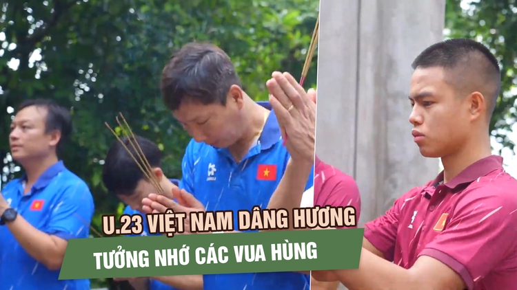 U.23 Việt Nam dâng hương ở Đền Hùng, tân binh Trần Thành Trung gây chú ý