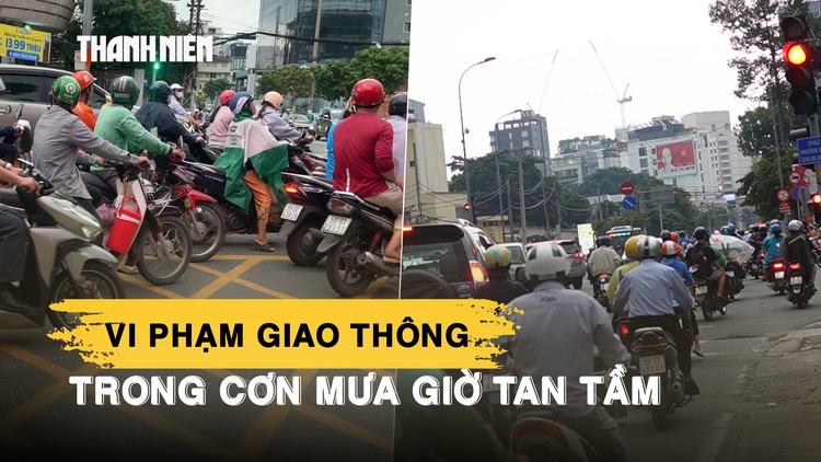 Vi phạm giao thông nhan nhản trong dòng xe chạy mưa giờ tan tầm ở TP.HCM