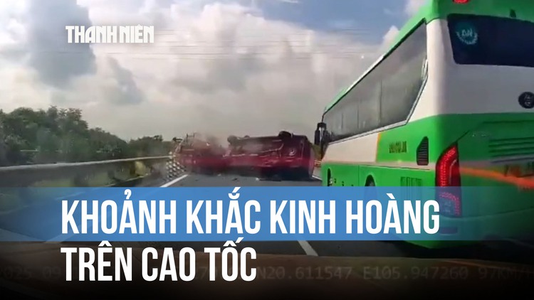 Khoảnh khắc tai nạn liên hoàn trên cao tốc khiến 8 người bị thương