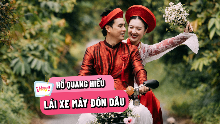 Hồ Quang Hiếu lái xe máy rước cô dâu cao 1m8