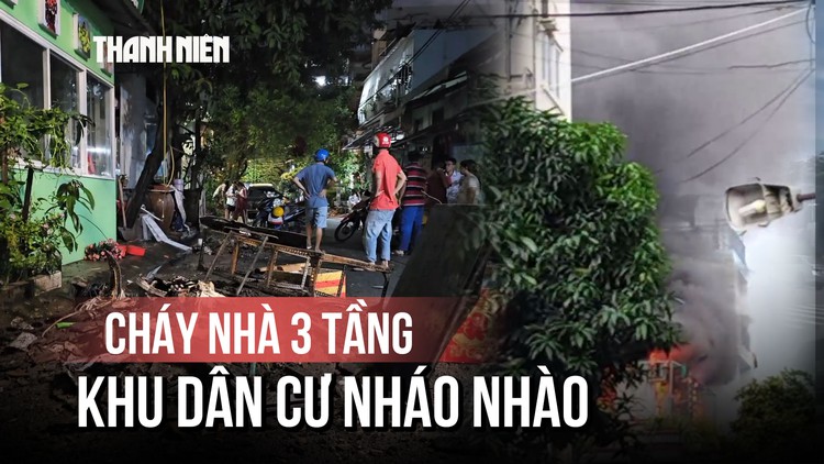 Nhà 3 tầng cháy đỏ lửa, vợ chồng lớn tuổi kịp thoát thân