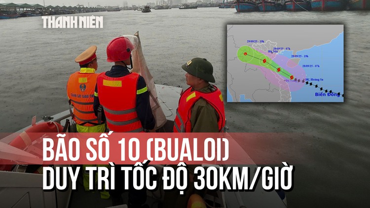Bão số 10 (Bualoi) duy trì tốc độ 30 km/giờ trên vùng biển Quảng Trị - Đà Nẵng