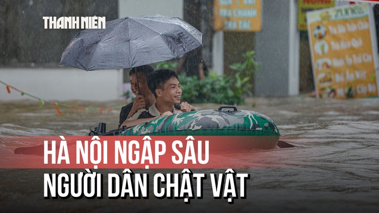 Hà Nội mưa lớn, ngập trên diện rộng
