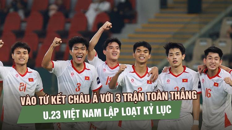 Vào tứ kết châu Á với 3 trận toàn thắng, U.23 Việt Nam lập loạt kỷ lục