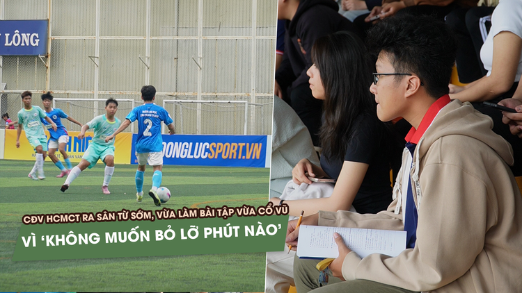 CĐV HCMCT ra sân sớm, vừa làm bài vừa cổ vũ vì 'không muốn bỏ lỡ phút nào'