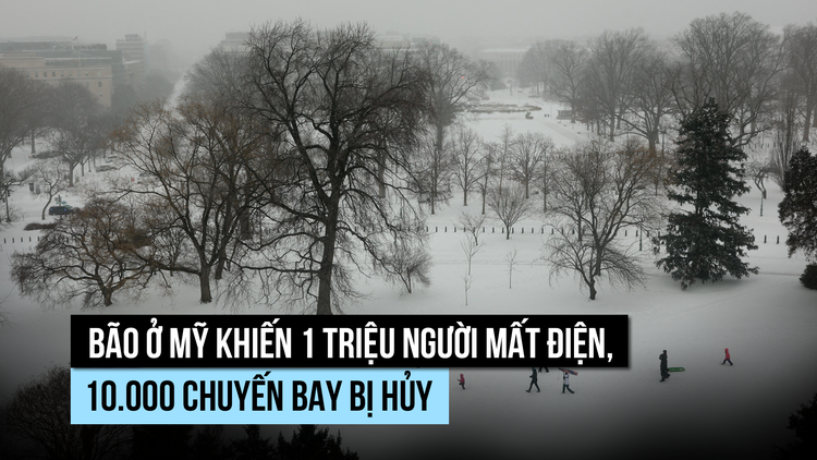 Bão tuyết khiến 1 triệu người mất điện, 10.000 chuyến bay bị hủy ở Mỹ