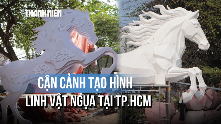 Cận cảnh quá trình tạo hình linh vật ngựa cho đường hoa Nguyễn Huệ