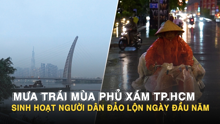 Mưa trái mùa phủ xám TP.HCM, sinh hoạt người dân đảo lộn ngày đầu năm