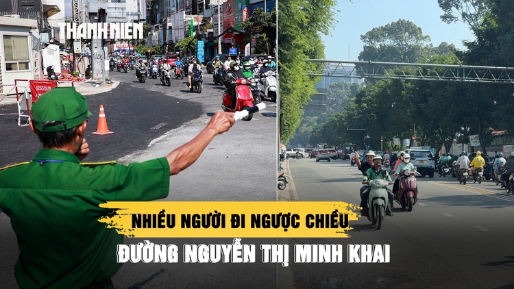 Nhiều người đi ngược chiều trên đường Nguyễn Thị Minh Khai, lực lượng khàn giọng nhắc nhở