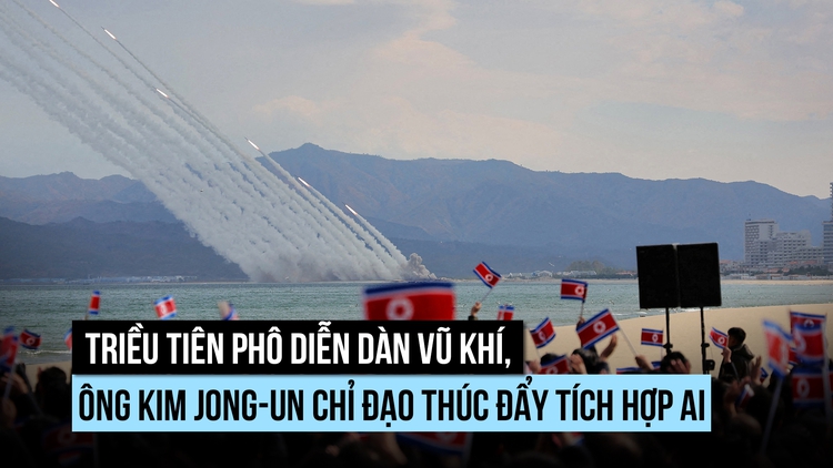 Ông Kim Jong-un dự triển lãm tên lửa, UAV, chỉ đạo tăng tích hợp AI lên vũ khí