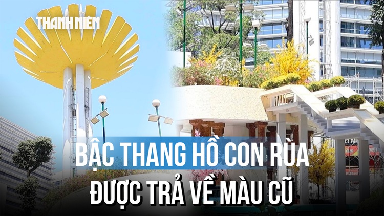 Bậc thang Hồ Con Rùa được trả về màu cũ