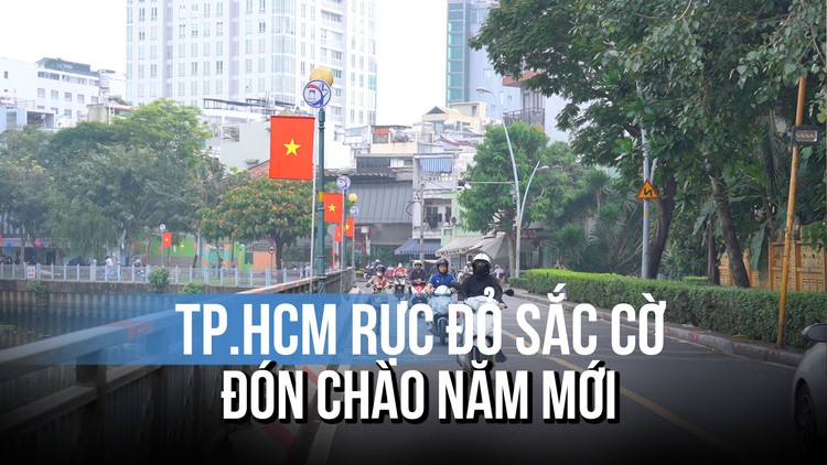 Đường phố TP.HCM 'nhuộm đỏ' cờ Tổ quốc, rực rỡ sắc hoa đón Tết
