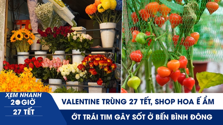 Xem nhanh 20h ngày 27 tết: Valentine cận tết, shop hoa ế ẩm | Ớt trái tim gây sốt ở Bến Bình Đông