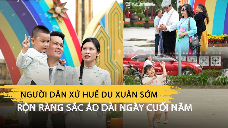 Người dân xứ Huế du xuân sớm, rộn ràng sắc áo dài ngày cuối năm