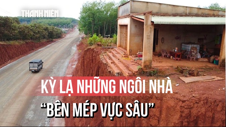Hạ cốt nền đường ở Đồng Nai, nhiều nhà dân chênh vênh bên mép vực sâu