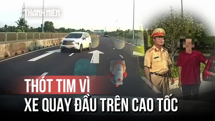 Tài xế quay đầu xe, đi ngược chiều cực kỳ nguy hiểm trên cao tốc