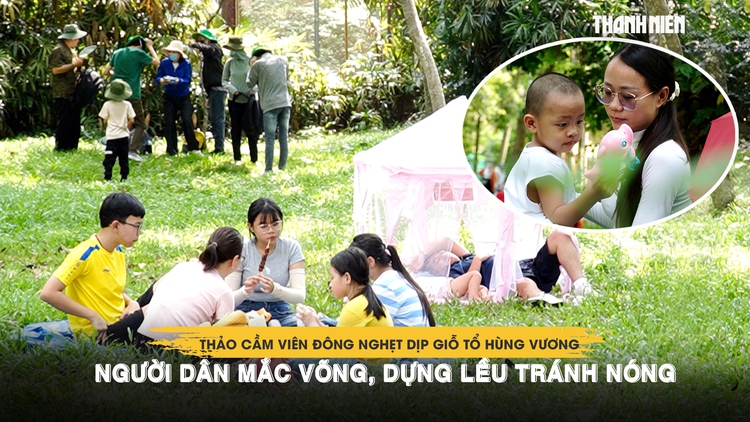 Thảo Cầm Viên đông nghẹt dịp Giỗ tổ Hùng Vương, người dân mắc võng, dựng lều tránh nóng