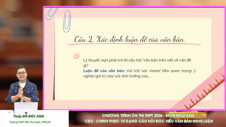 BÍ QUYẾT ÔN THI THPT 2026 | Môn ngữ văn | Chuyên đề 3 | 10 dạng câu hỏi đọc hiểu văn bản nghị luận