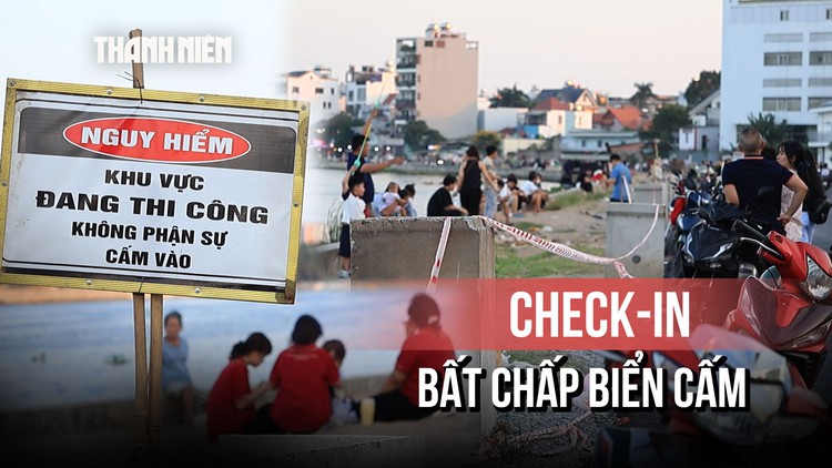 Biển cấm, dây chắn vẫn không ngăn được người vào check-in 'bãi biển Gò Vấp'