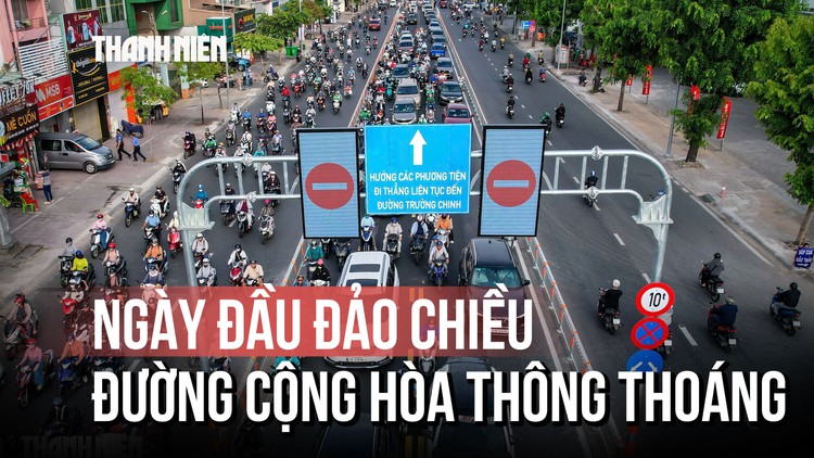 Ngày đầu triển khai làn đảo chiều: Hết cảnh ‘nhích từng mét’ trên đường Cộng Hòa
