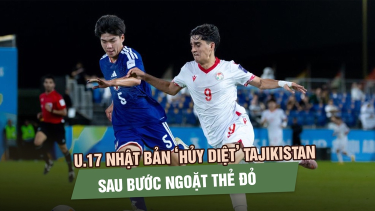 U.17 Nhật Bản ‘hủy diệt’ Tajikistan sau bước ngoặt thẻ đỏ, cầm vé bán kết đầu tiên