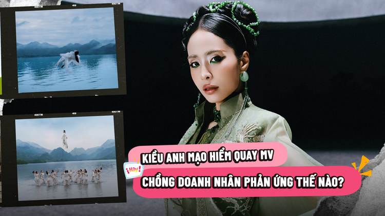Ca nương Kiều Anh mạo hiểm treo người trên dây, hát giữa hồ sâu 7m