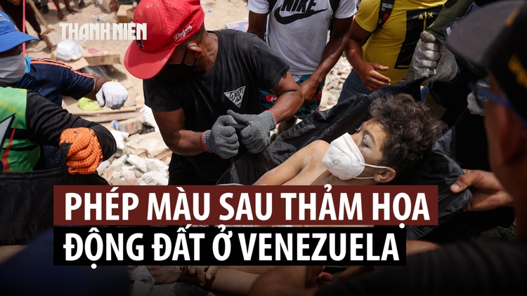 Cha và con, bé sơ sinh cùng mẹ được cứu sau khi bị động đất chôn vùi ở Venezuela