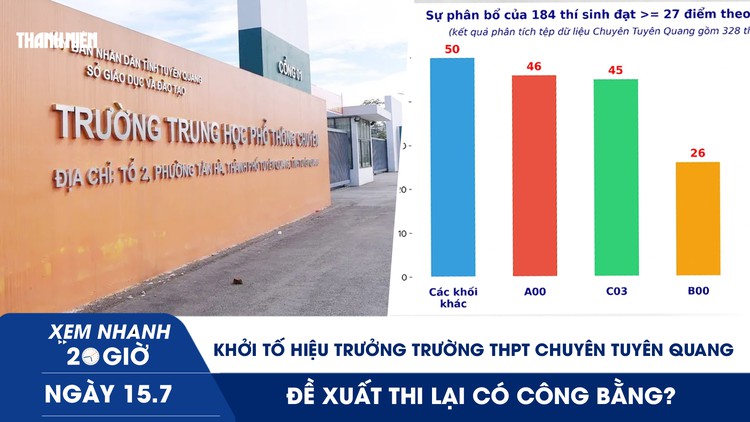 Xem nhanh 20h ngày 15.7: Khởi tố Hiệu trưởng Trường THPT chuyên Tuyên Quang; Đề xuất thi lại có công bằng?