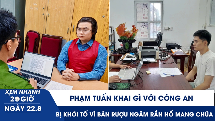 Xem nhanh 20h ngày 22.8: Phạm Tuấn khai gì với công an? | Bị khởi tố vì bán rượu ngâm rắn hổ mang chúa
