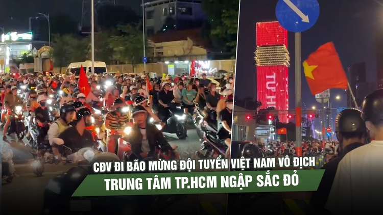 CĐV đi bão mừng đội tuyển Việt Nam vô địch ASEAN Cup 2026, trung tâm TP.HCM ngập sắc đỏ