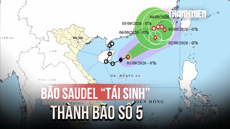 Bão Saudel 'tái sinh' trên Biển Đông, trở thành cơn bão số 5