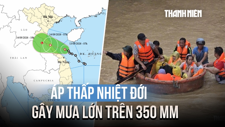 Áp thấp nhiệt đới tiến vào đất liền, nhiều nơi mưa lớn trên 350 mm