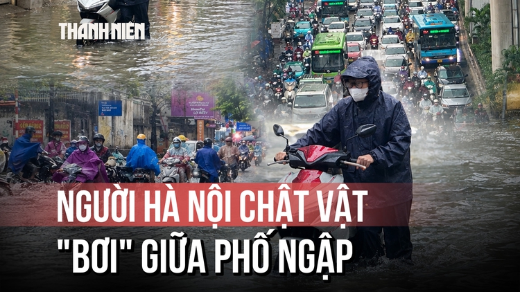 'Kiếp nạn' ra đường sáng giữa tuần ở Hà Nội: Gửi xe máy nhà người lạ vì ngập