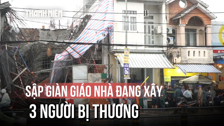 Hiện trường sập giàn giáo nhà đang xây ở Cần Thơ
