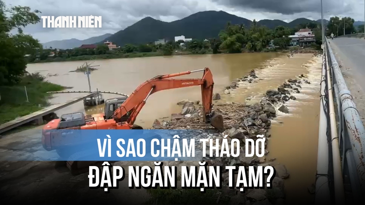 Đập ngăn mặn tạm trên sông Cái Nha Trang: Nguy cơ cản lũ vì chậm tháo dỡ?