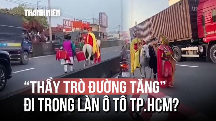Khó hiểu clip 'thầy trò Đường Tăng' cưỡi ngựa vào làn ô tô ở TP.HCM