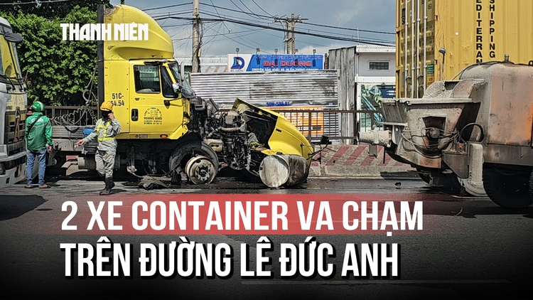 Đường Lê Đức Anh 'chật vật' sau vụ va chạm 2 xe container
