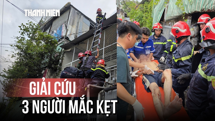 Cứu 3 người mắc kẹt trong vụ sập gác nhà ở hẻm Trường Sa