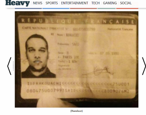 Hộ chiếu của Said Kouachi được tìm thấy trong xe hơi - Ảnh: chụp màn hình trang Heavy.com
