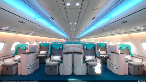 Nội thất hiện đại, sang trọng của chiếc A380 - Ảnh do Airbus cung cấp