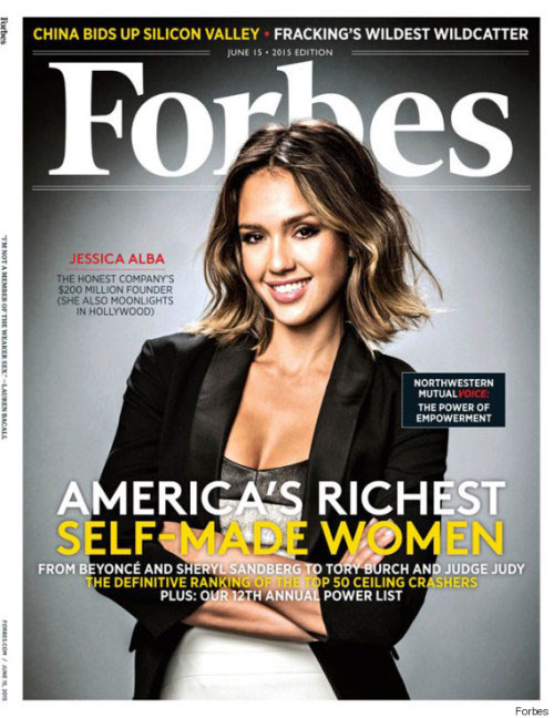 Jessica Alba trên bìa tạp chí Forbes Mỹ số tháng 6.2015 - Ảnh chụp màn hình